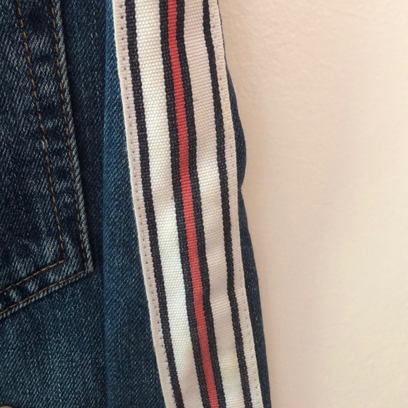 Denim skirt with orange navy and white stripe - Picture 5 of 5